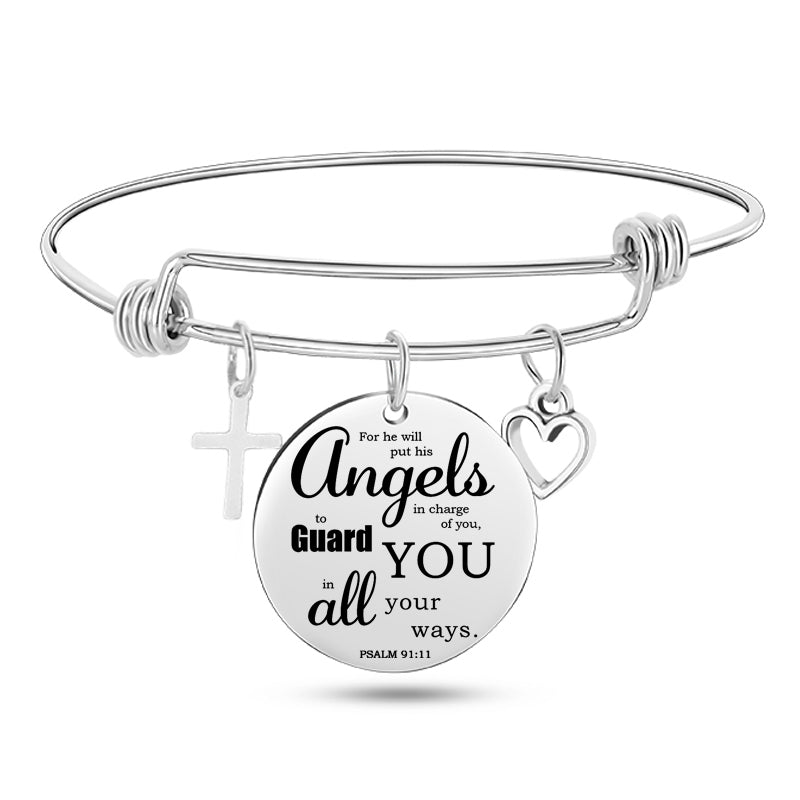 Jesus Christian Bible Scripture Stainless Steel Bangle Bracelet - One Red Hill